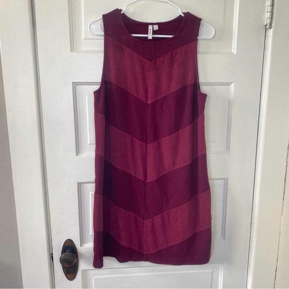 KENSIE Two Toned Suede Sleeveless Women's Maroon Shift Dress Size Large